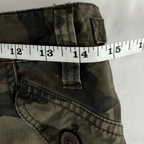J. Crew Army Green Camouflage Mini Skirt Sz. P4 Chino Cargo Y2K Rock Grunge Edgy - Picture 5 of 6